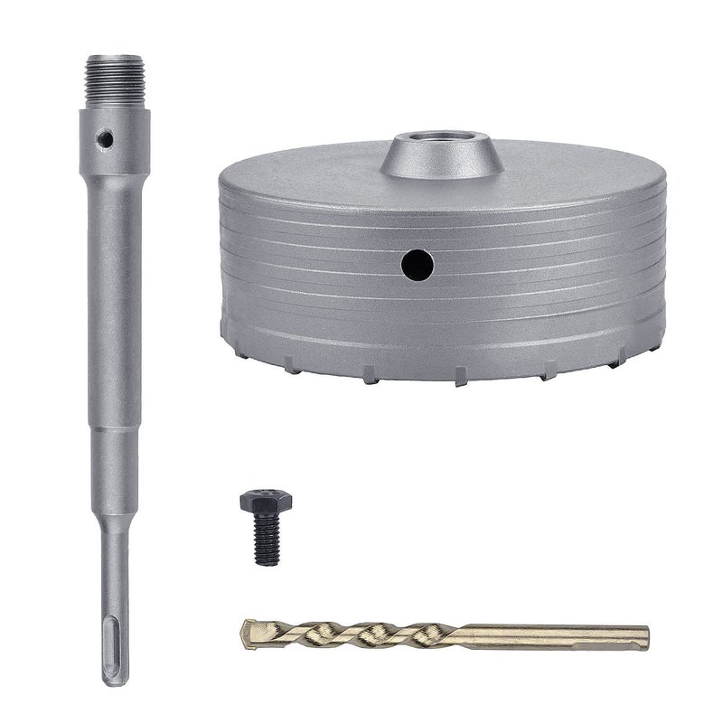 GUICGOC 150mm / 5.9 inch Concrete Hole Saw with 220mm SDS Plus Shank Connecting Rod, Tungsten Carbide Teeth (7.7mm x 4mm) Cement Hole Saw for Concrete Cement Brick Wall Stone 150mm / 5.9 inch - Image 5